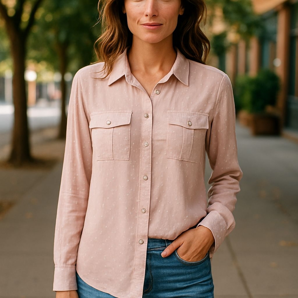Faith and Joy Light Pink Button-Down Shirt
